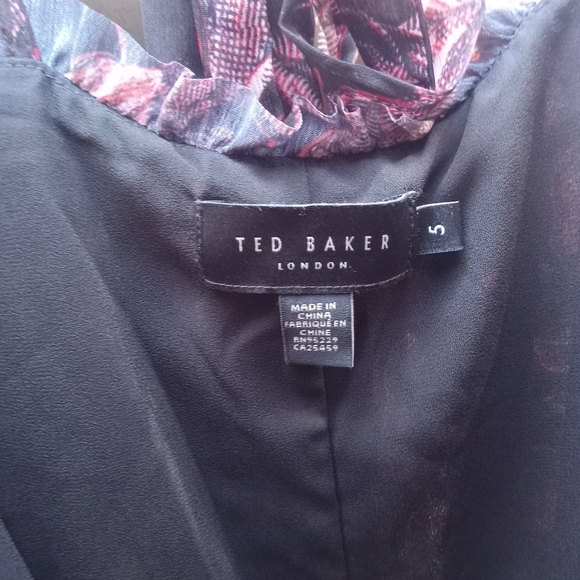 Ted Baker Black & Pink Floral Ballou Blouse - size 5 - Picture 4 of 8